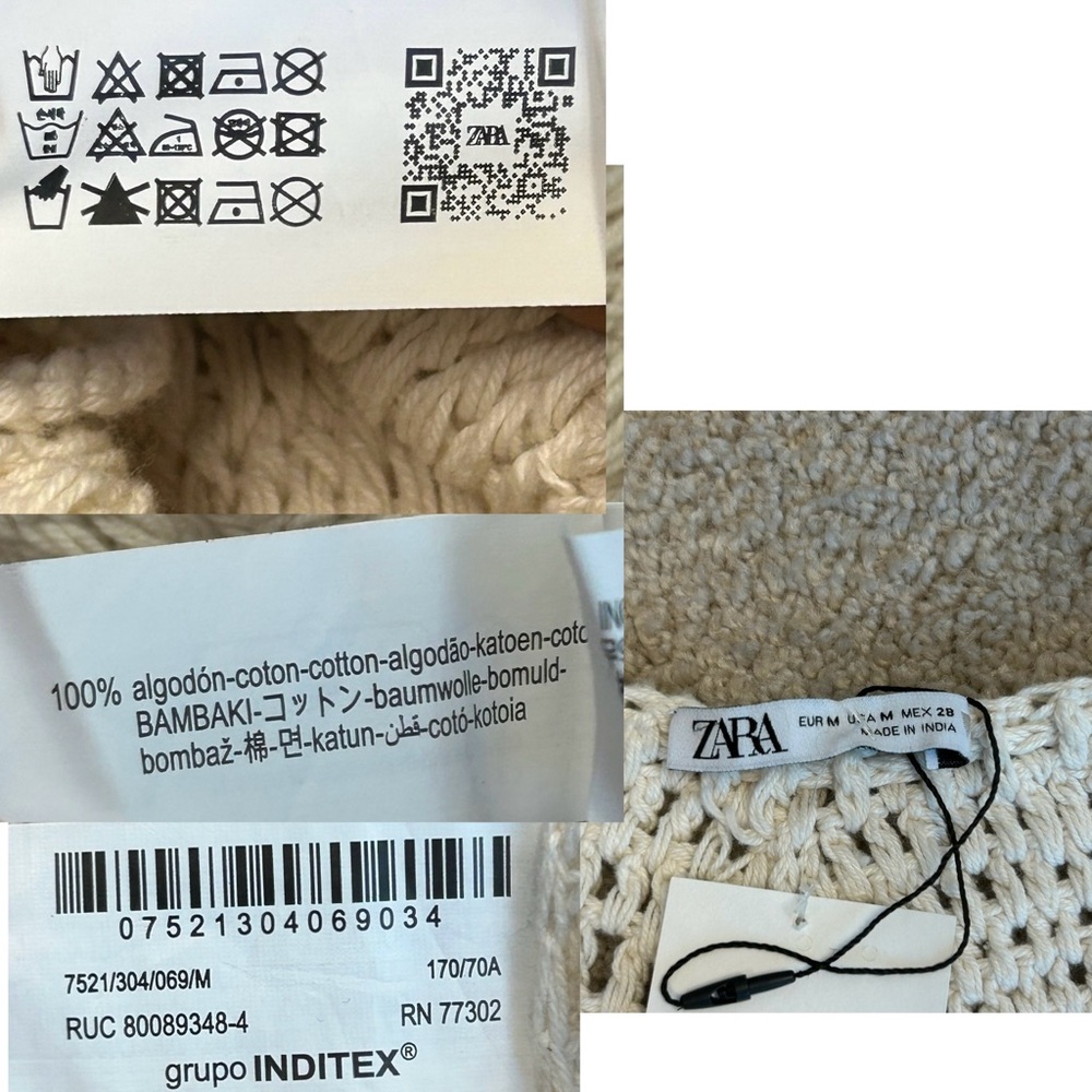 Zara crochet knit Rasta pants drawstring beach coverup Sz M NWOT summer vacation - Picture 9 of 14